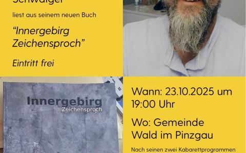 Christoph Lukas Schwaiger liest aus seinem Buch "Inntergebirg Zeichensproch"